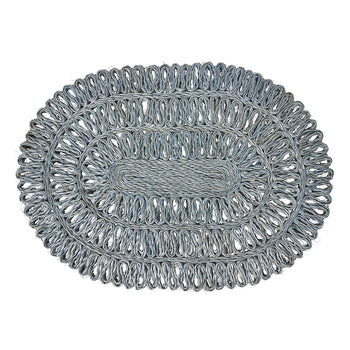 Juliska Blue Oval Straw Loop Placemat
